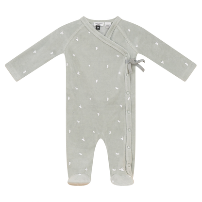 Cotton Velour Leaf Print Onesie