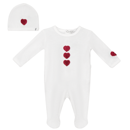 Velour Hook Stitch Onesie with Hat