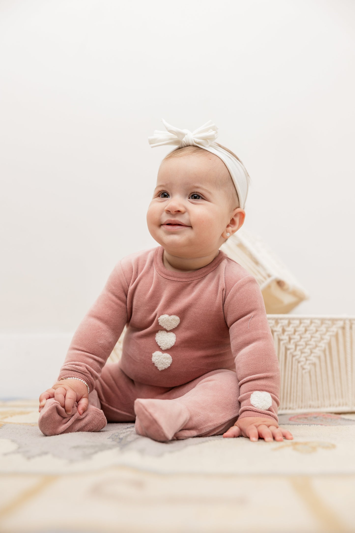 Velour Hook Stitch Onesie with Hat