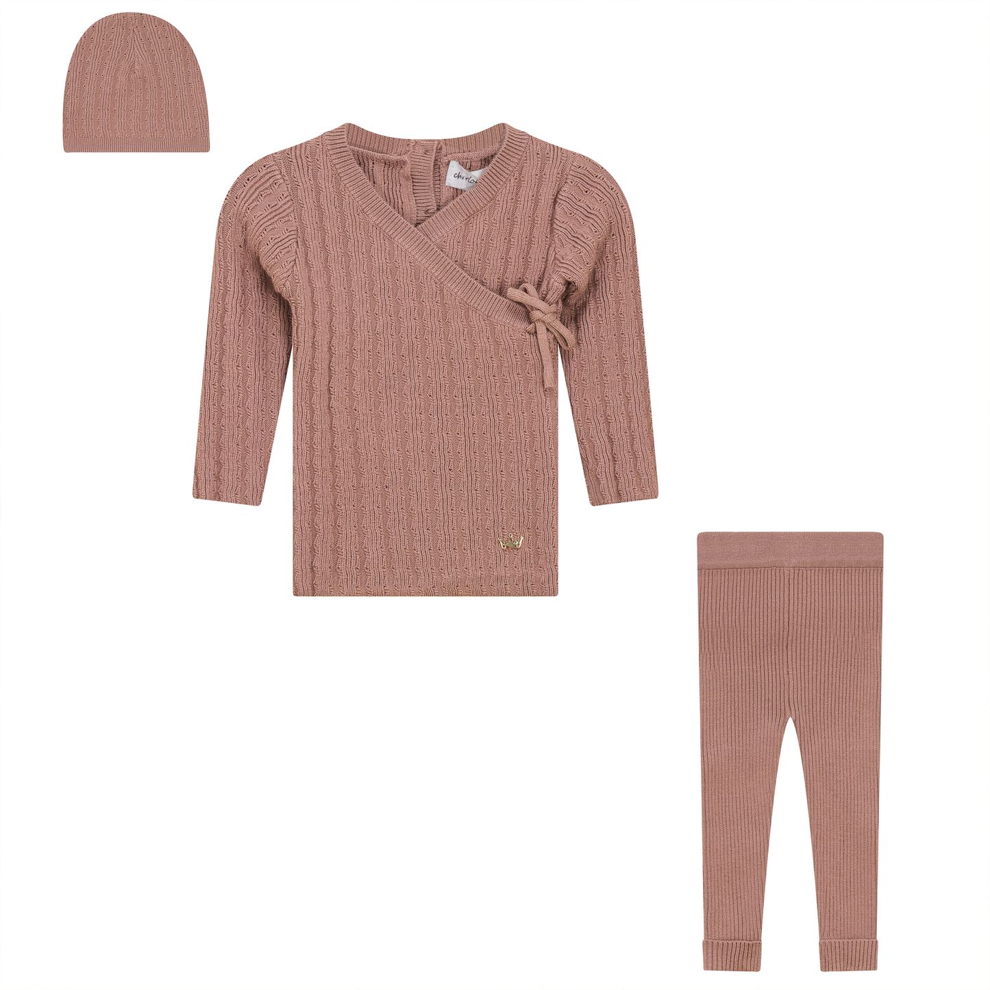 Textured Rib Knit 3Pc Set