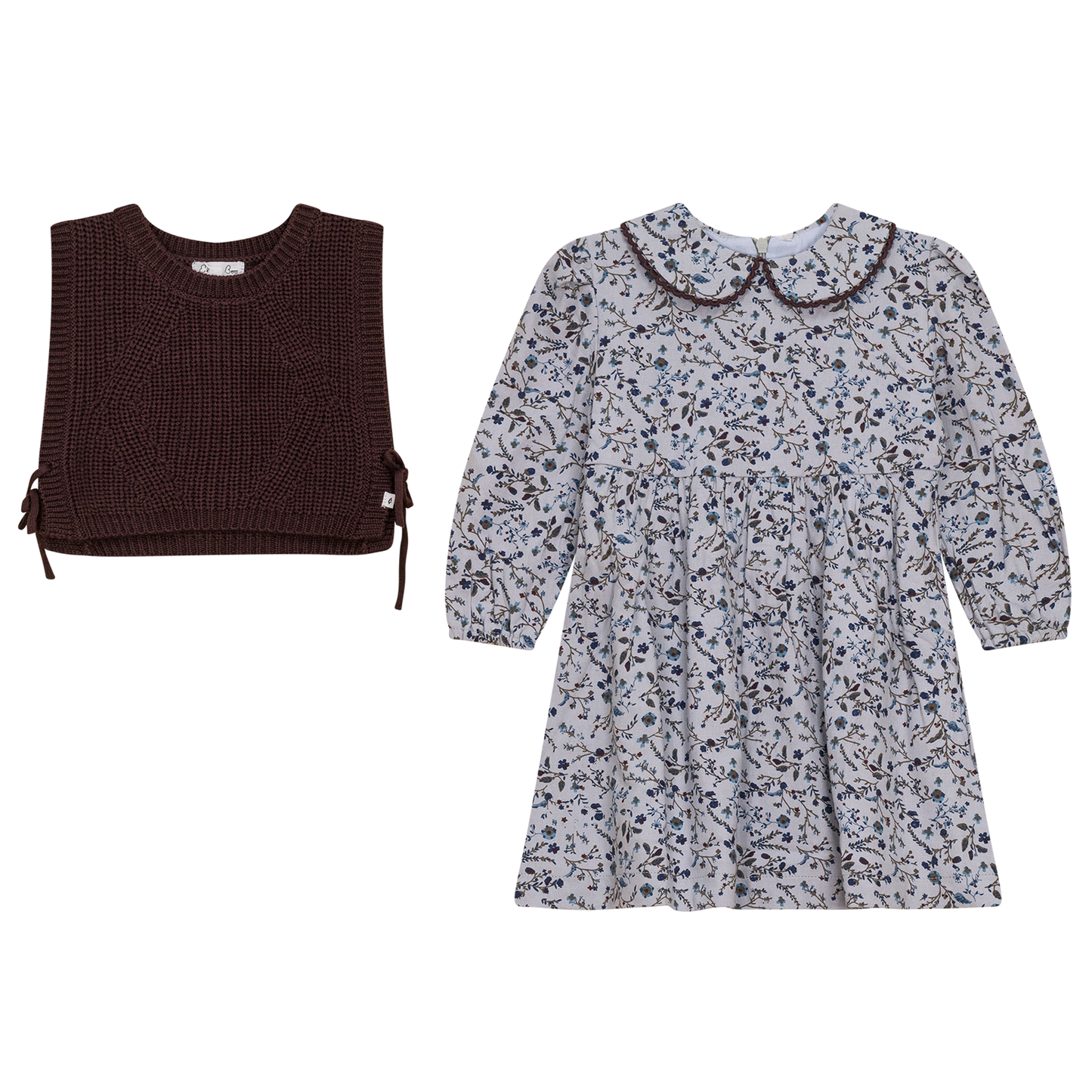Woven Flower Print Dress with Vest