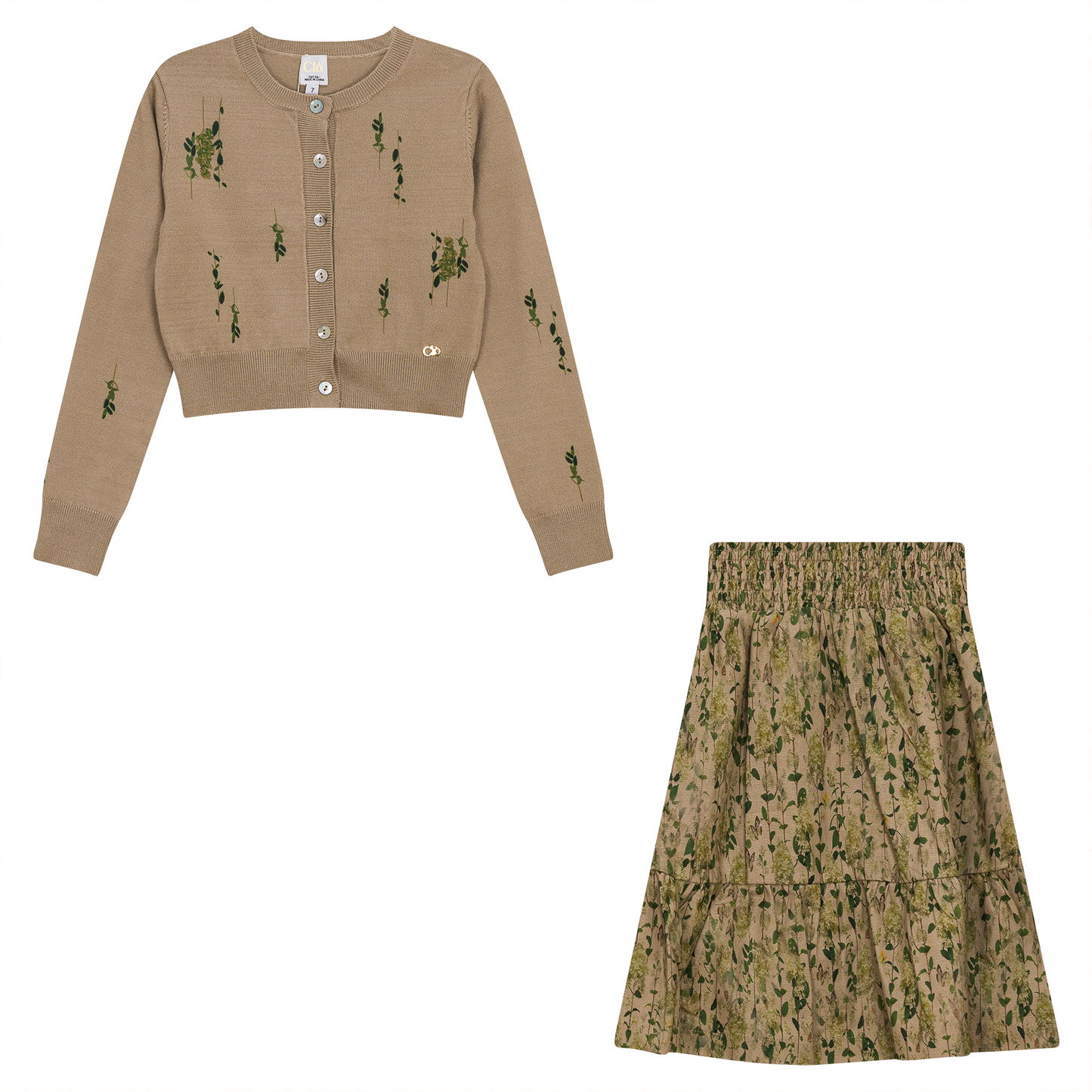Woven Flower Print 2Pc Set
