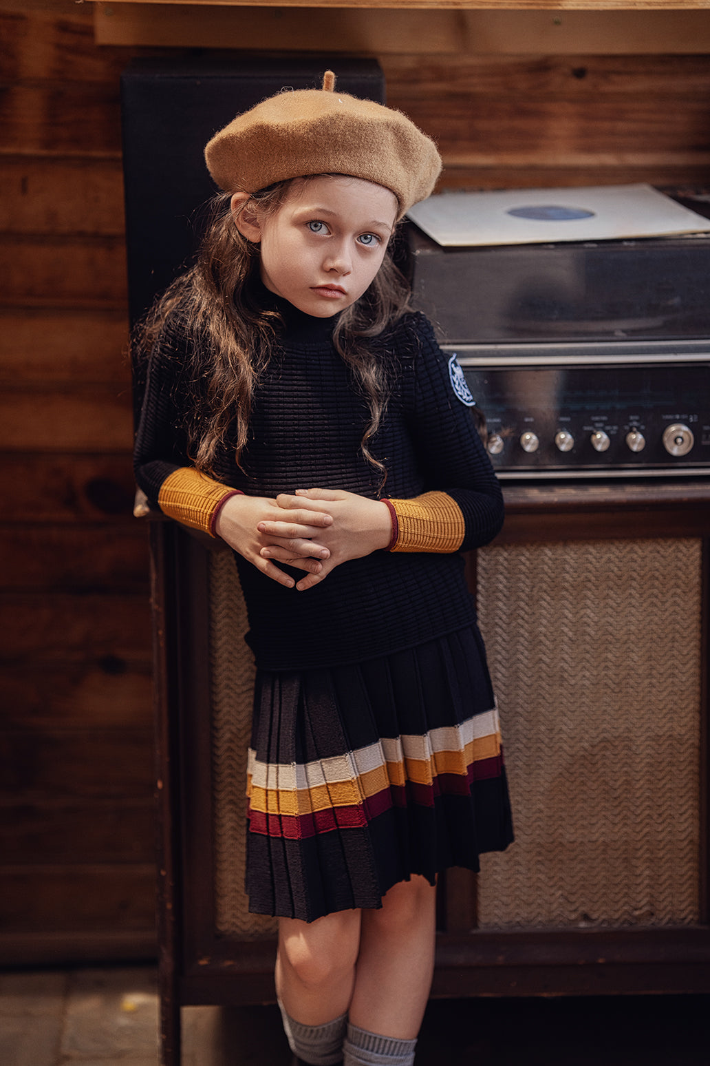 Pleated Knit Skirt