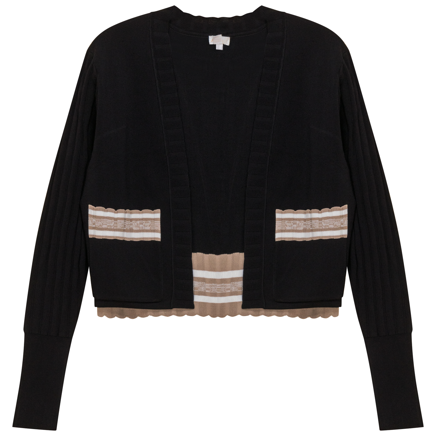 Striped Trim Crop Cardigan
