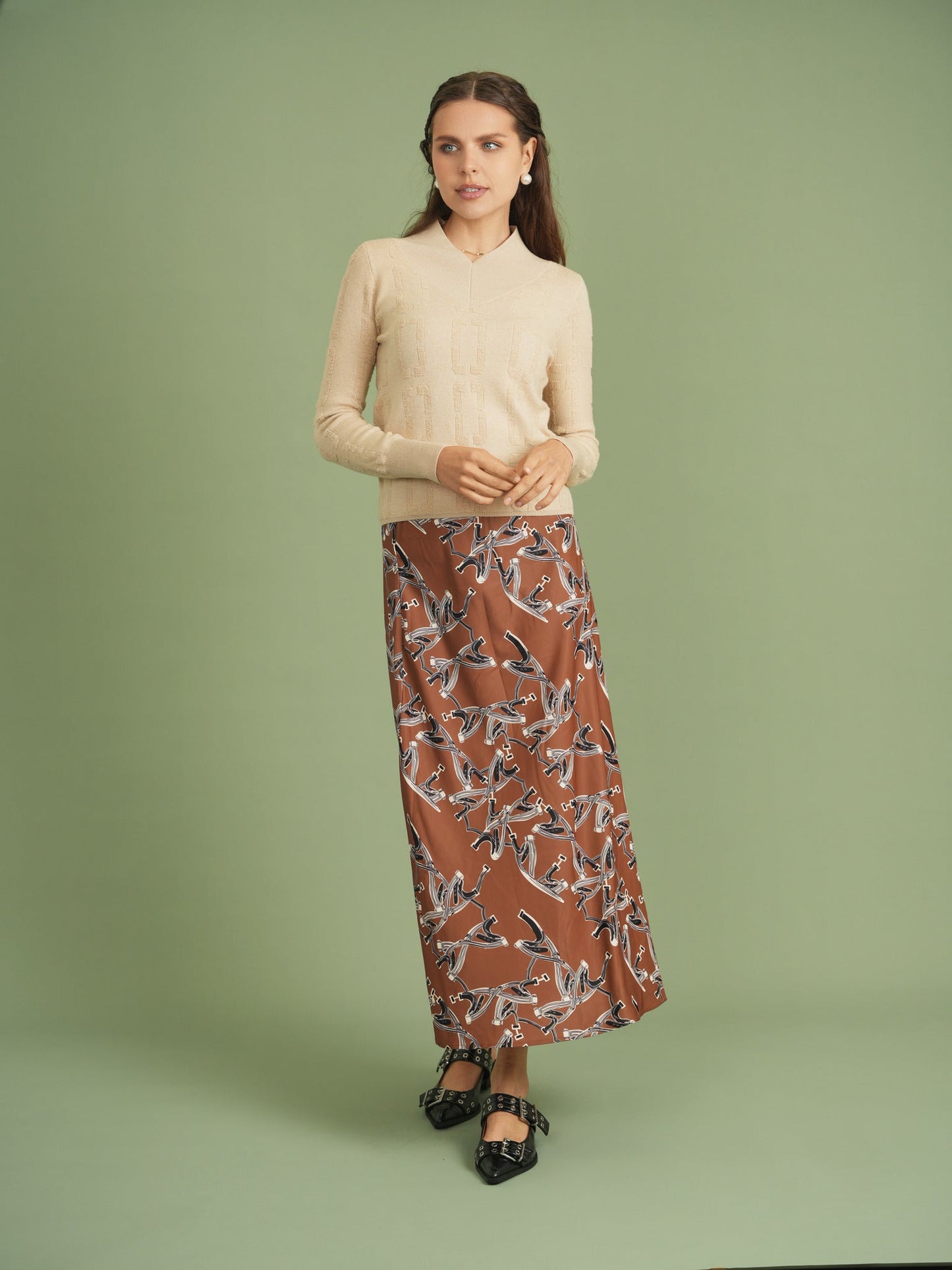 Chain Jacquard Knit Top