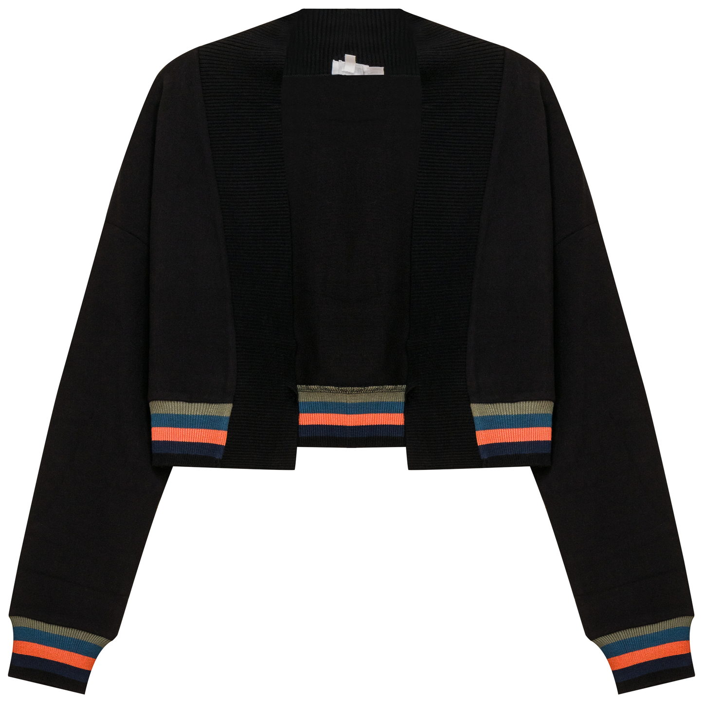Striped Trim Crop Cardigan