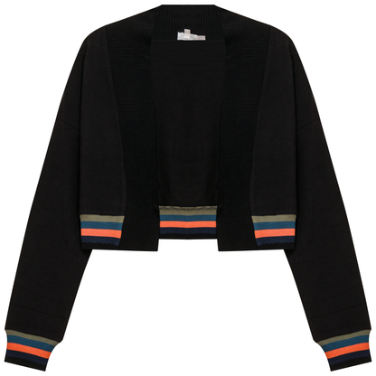 Striped Trim Crop Cardigan