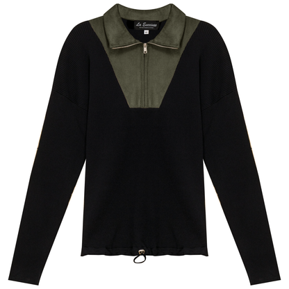 Maternity Ribbed Knit Zipper Bungee Sweater