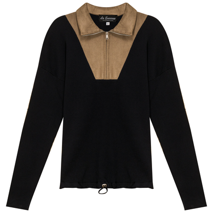 Maternity Ribbed Knit Zipper Bungee Sweater