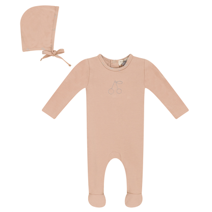 Cherry Print Onesie and Bonnet Set