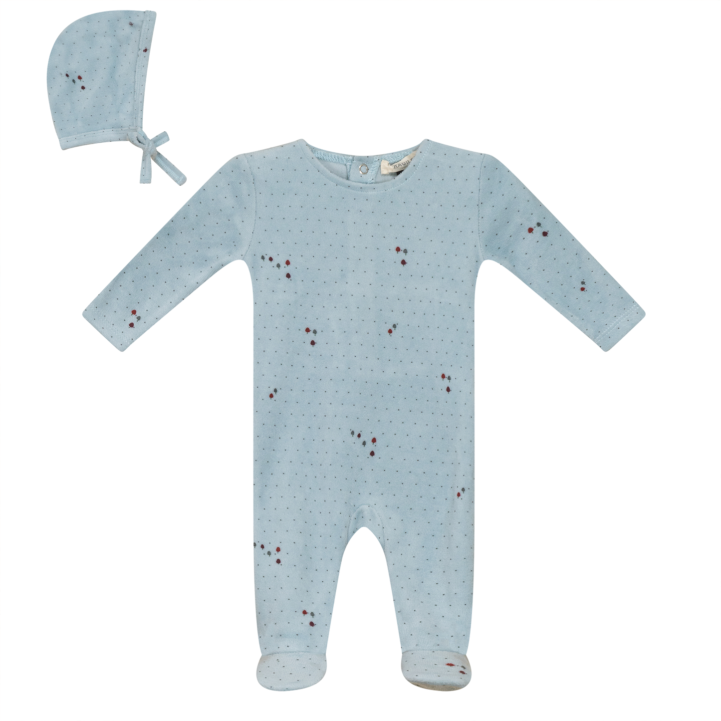 Flower and Mushroom Print Onesie and Bonnet