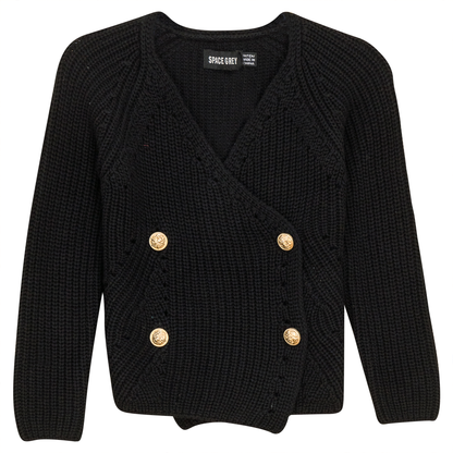 Pointelle Knit Double Breasted Cardigan