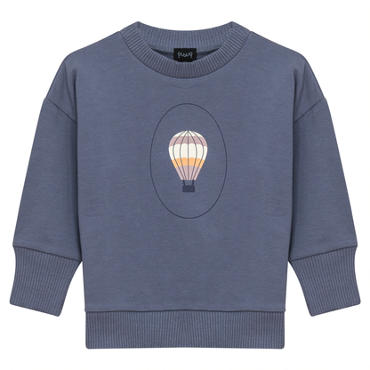 Flower and Hot Air Balloon Print Sweatshirt