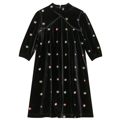 Embroidered Velour Maxi Dress