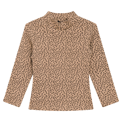 Printed Rib Mock Neck Top