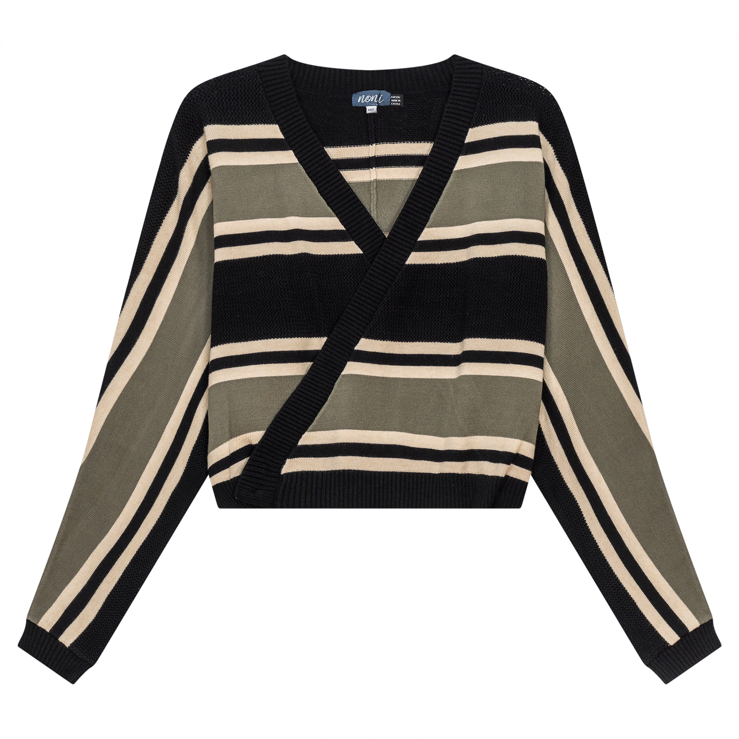 Pointelle Stripped Wrap Cardigan