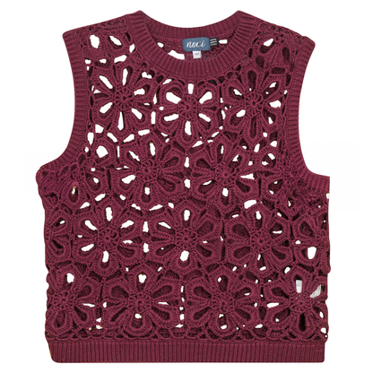 Floral Cropped Crotchet Vest