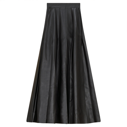 Leather Pleated Midi Skirt