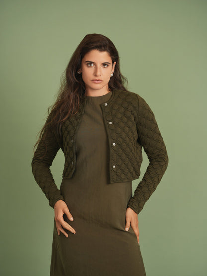 V-Neck Suede Jumper