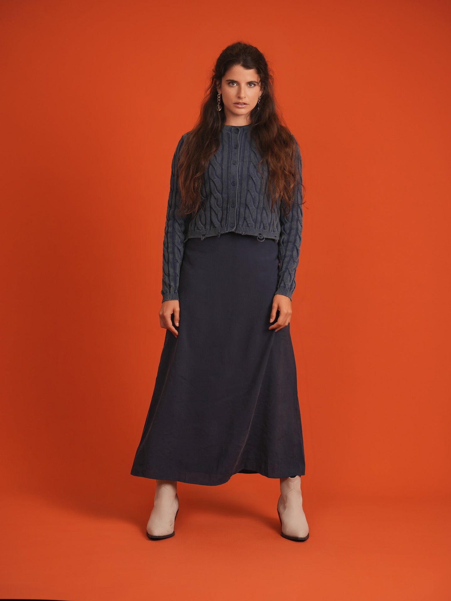 V-Neck Suede Jumper