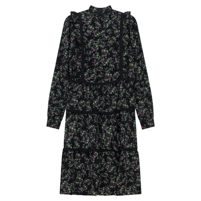 Floral Print Lace Trim Dress