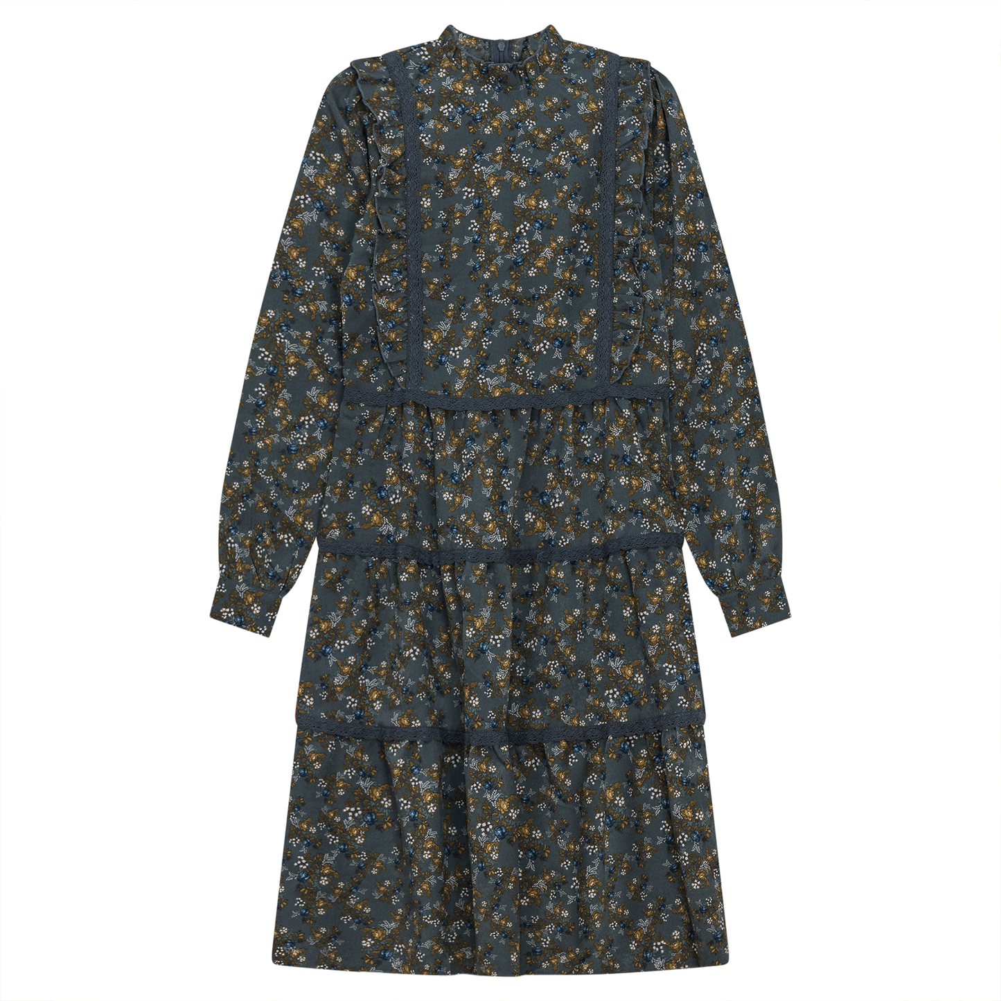 Floral Print Lace Trim Dress