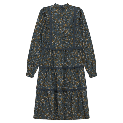 Floral Print Lace Trim Dress