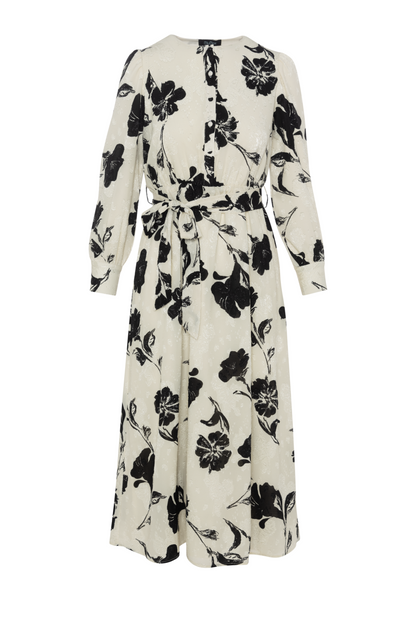 Printed Satin A line Dress
