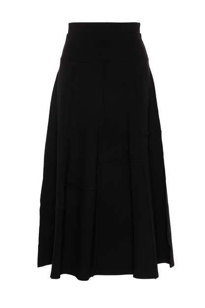 Ponte Top Stitch Paneled A Line Midi Skirt