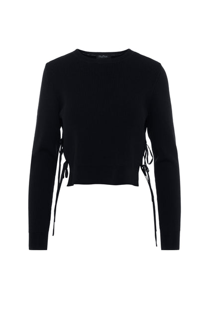 Cropped Double Tie Sweater