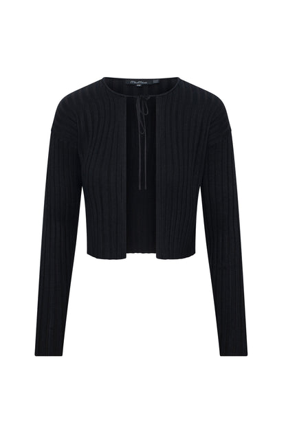 Cropped Knit Tie Cardigan