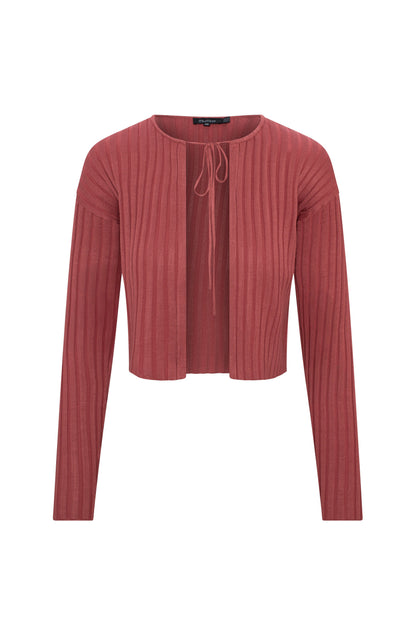 Cropped Knit Tie Cardigan