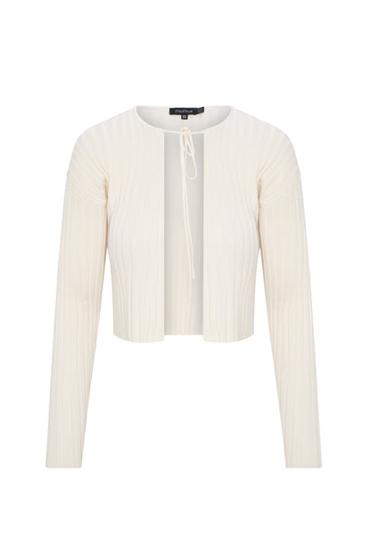Cropped Knit Tie Cardigan