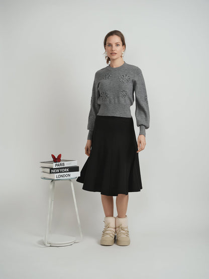 Ribbed Applique Sweater