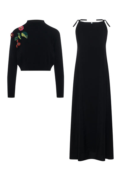 Cropped Applique SweaterJumper Set