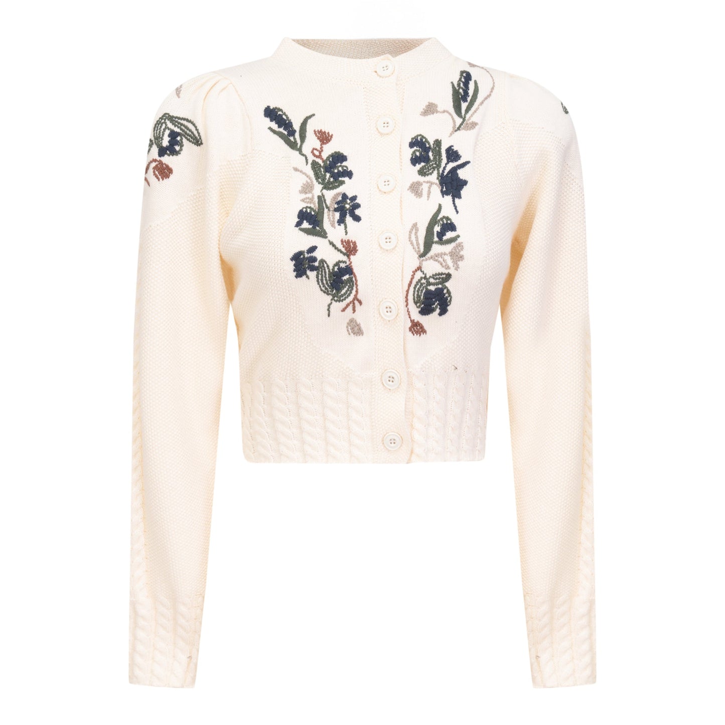 Embroidered Textured Knit Cardigan
