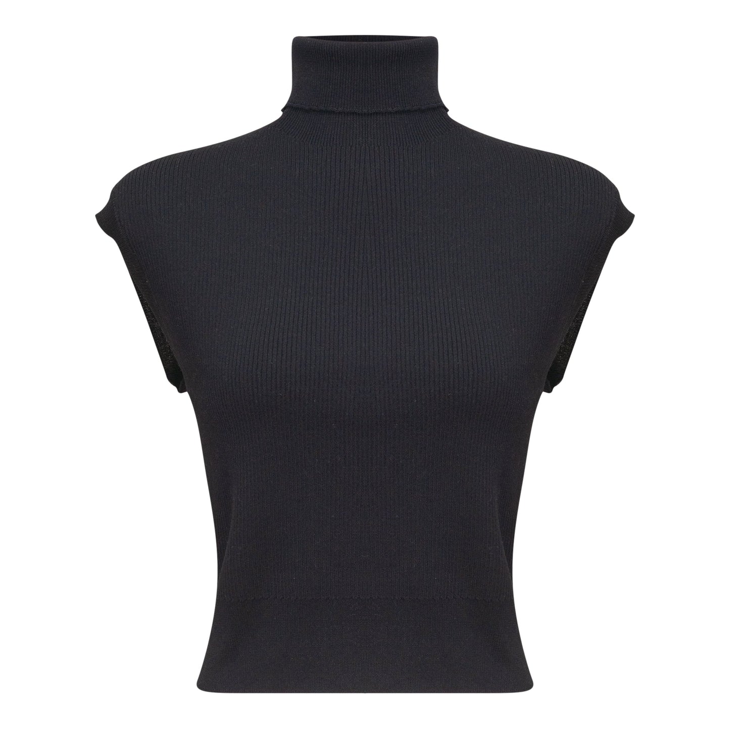 Turtle Neck Ribbed Knit Vest