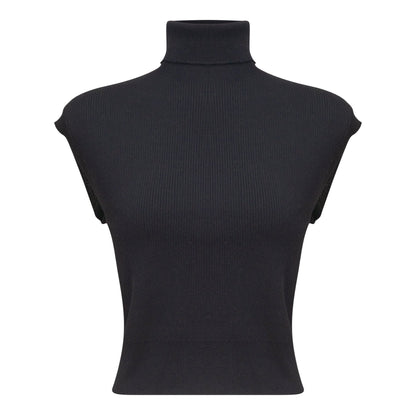 Turtle Neck Ribbed Knit Vest