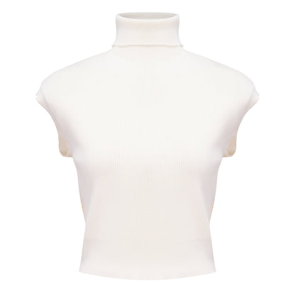 Turtle Neck Ribbed Knit Vest