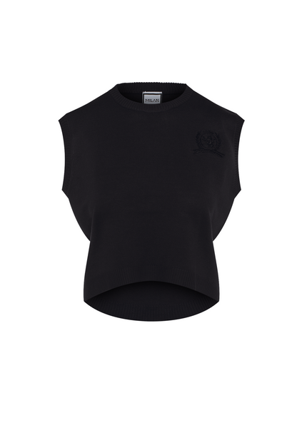 Embrodery Knit High Low Vest