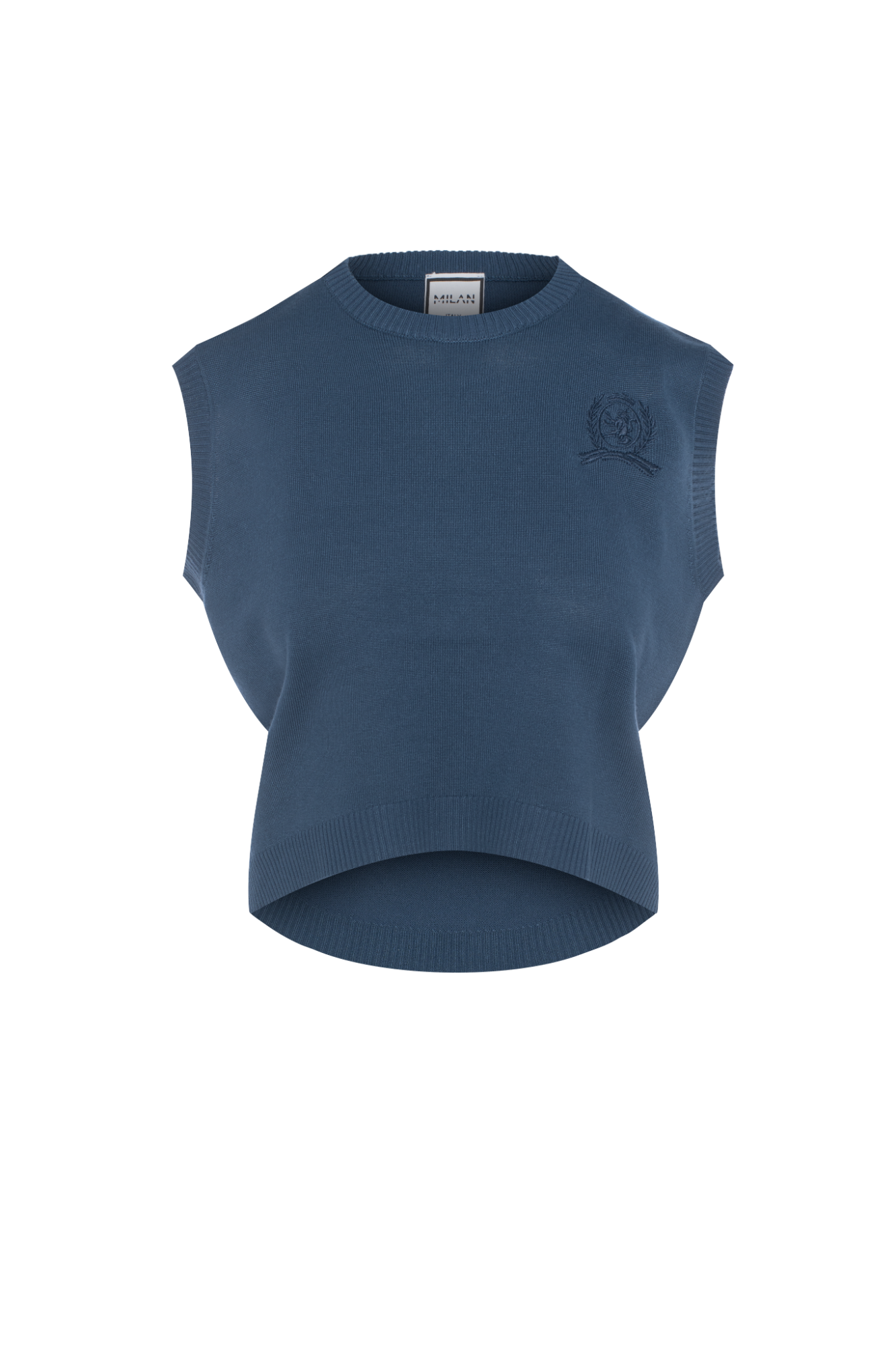Embrodery Knit High Low Vest