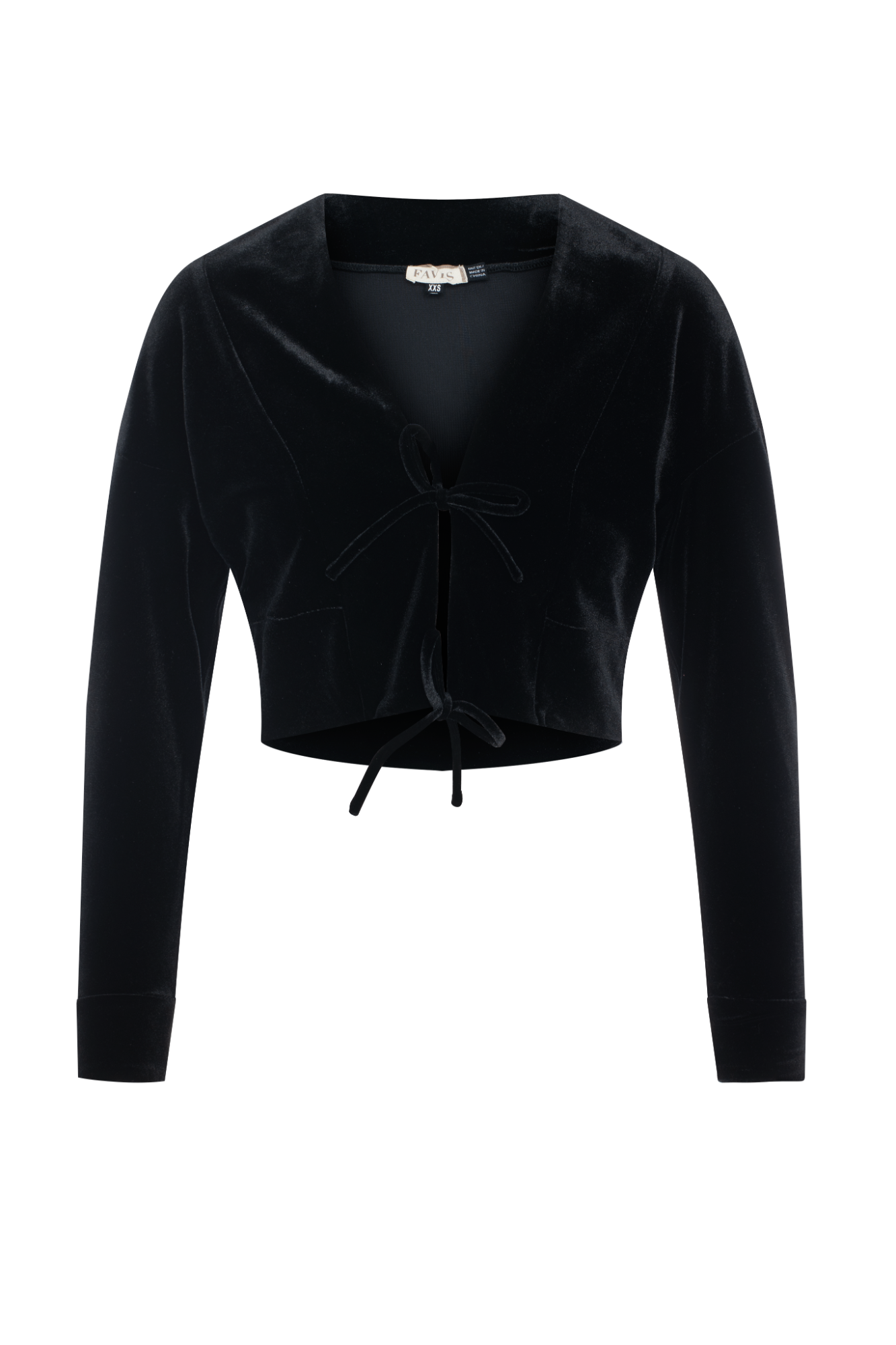 Cropped Velour Open Cardigan