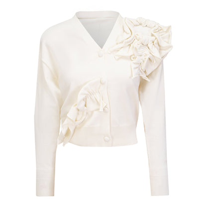 Cropped Flower Cardigan