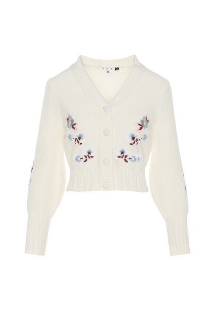 Embroidered Cropped Cardigan
