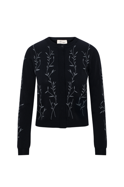 Embrodered Knit Cropped Cardigan