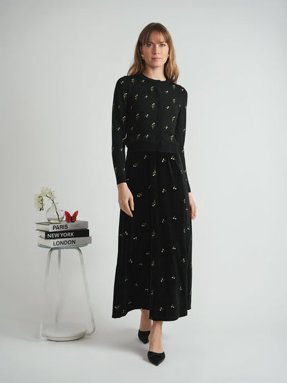 Embrodered Knit Cropped Cardigan