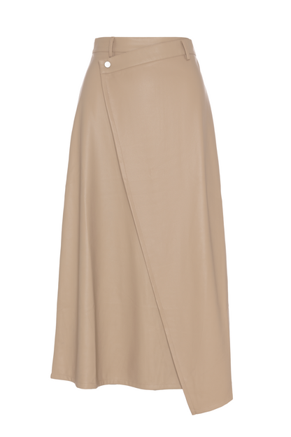 Leather Wrap Midi Skirt