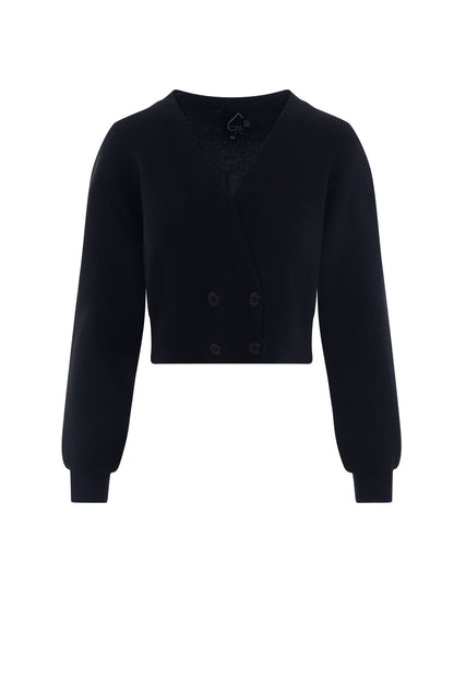 Double Breasted Cropped Knit Cardigan