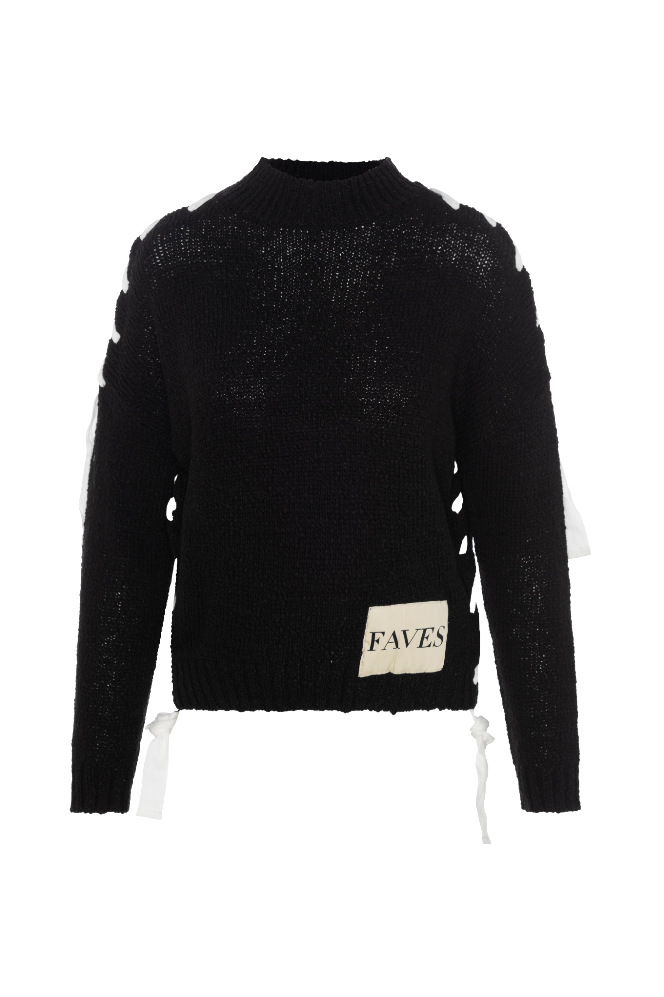 Mock Neck Ribbon Sweater