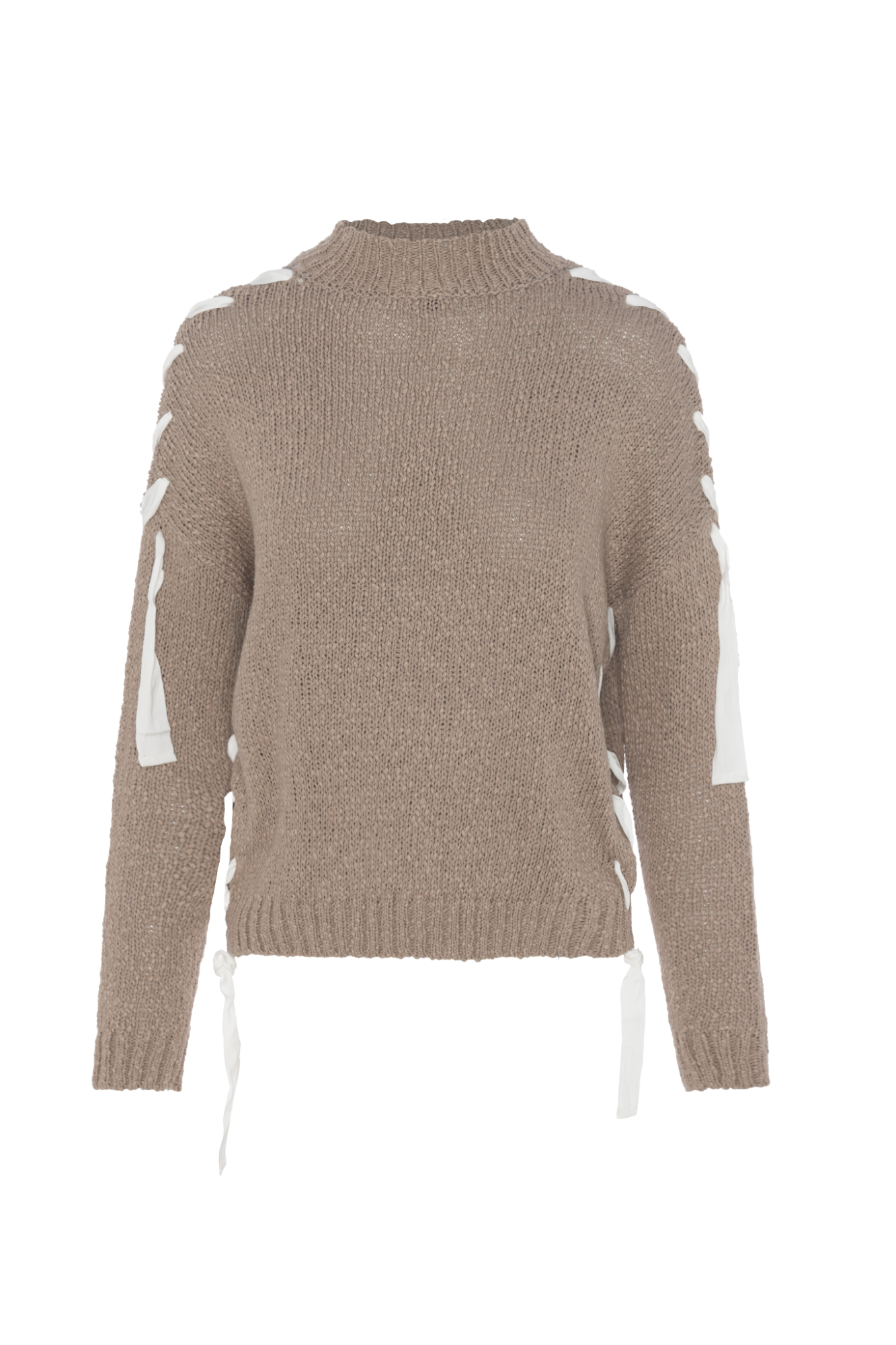 Mock Neck Ribbon Sweater